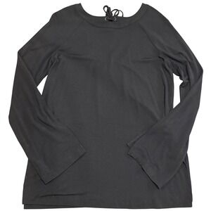 Tart Womens Black Bell Sleeve Lace Up Back Top Size M Long Sleeve Scoop Neck